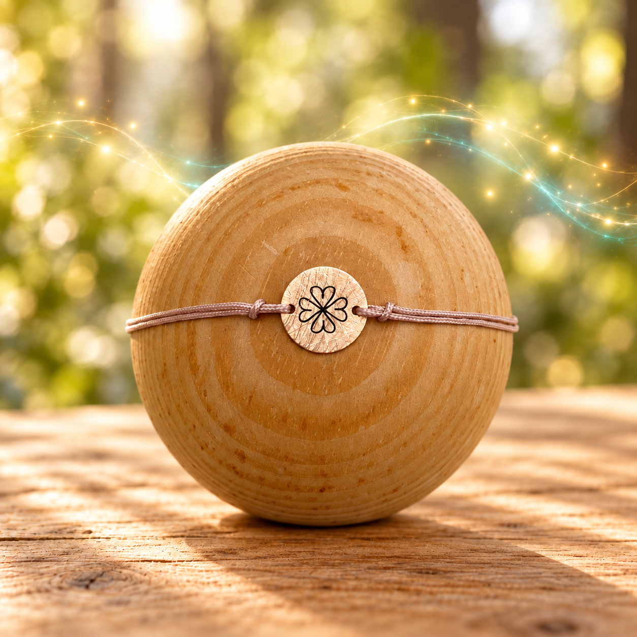 Ferdinanda’s Liebe-Armband in Roségold mit graviertem Lebenskraft-Symbol